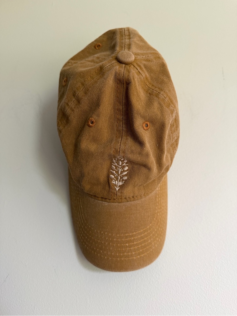 Free People Movement Embroidered Leaf Baseball Cap - Camel Brown Natural Fibers - Picture 1 of 5